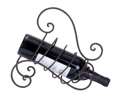 Table Top Wine Rack Stand With Graceful Scrolling Ironwork Brand Woodland