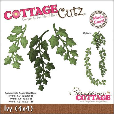CottageCutz Die-Ivy 1.2''X2.2'', 1.4''X3'', 1.5''X2.1''