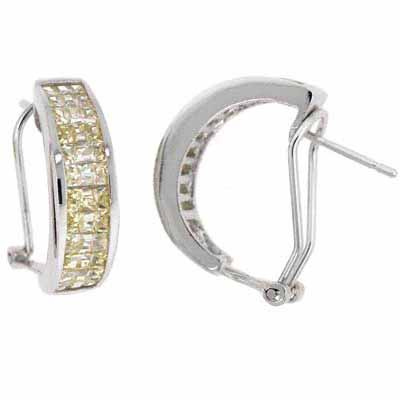 Sterling Silver Yellow CZ Half-Hoop Earrings