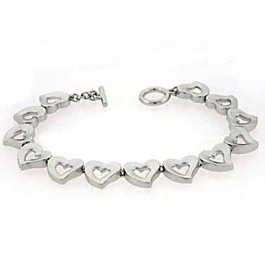 Sterling Silver Heart Toggle Bracelet