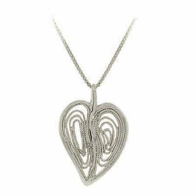 Sterling Silver Filigree Modern Heart Pendant