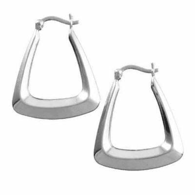 Sterling Silver Geometric Triangular Hoop Earrings