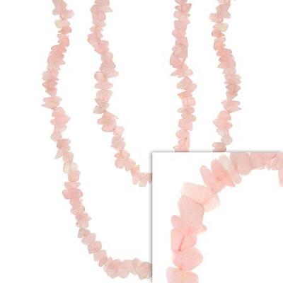 Genuine Rose Quartz Stone Chip One Strand Layer Necklace 32'