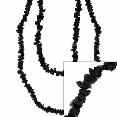 Genuine Onyx Stone Chip One Strand Layer Necklace 36'