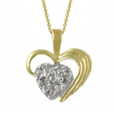 18k Gold over Silver Two-Toned Diamond Accent Heart Pendant