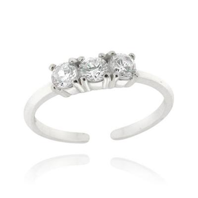 Sterling Silver CZ Three Stone Toe Ring