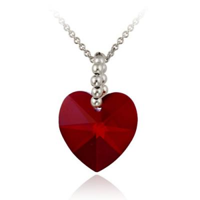 Sterling Silver Red Swarovski Elements Heart Pendant