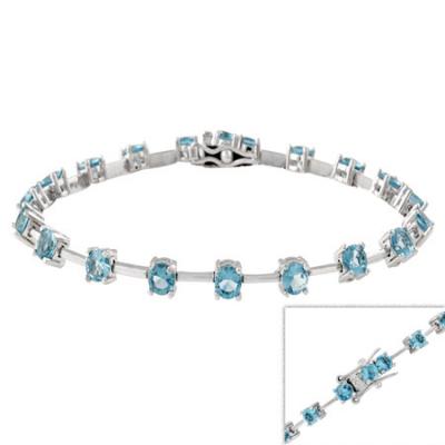 Sterling Silver Aqua CZ Tennis Bracelet