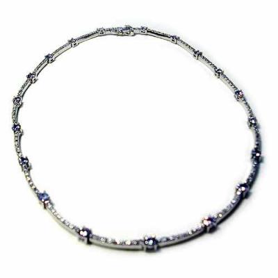 Sterling Silver 5.35ct Lavender & Clear CZ Pave Link Necklace