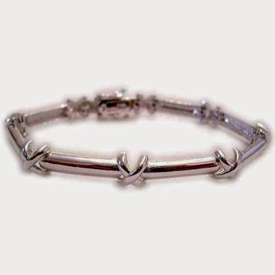 Sterling Silver X & bar link Bracelet