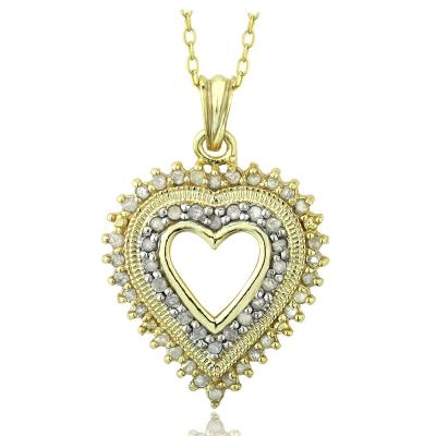 18k Gold over Sterling Silver 1/2ct Diamond Heart Necklace (IJ-I3)