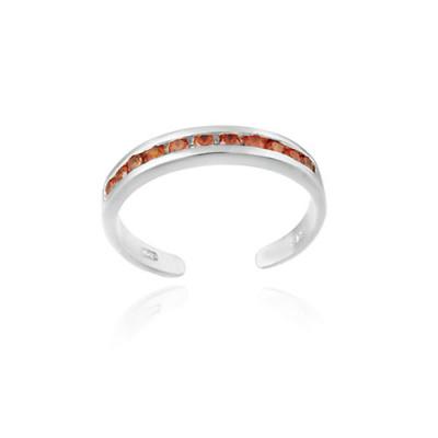 Sterling Silver Toe Ring with Channel Set Orange CZ