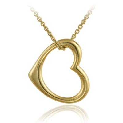 18K Gold over Sterling Silver Designer-Inspired Open Floating Heart Pendant