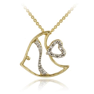 18K Gold over Sterling Silver Fish Heart Pendant
