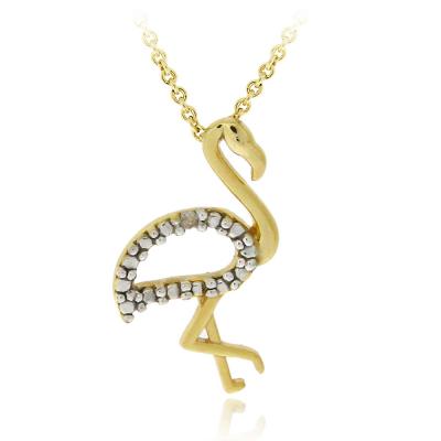 18K Gold over Sterling Silver Diamond Accent Flamingo Necklace