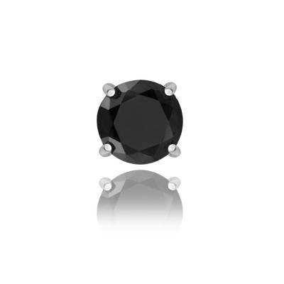 Sterling Silver Black CZ 7mm Round Mens Stud Earring