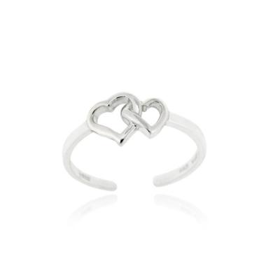 Sterling Silver Double Heart Toe Ring