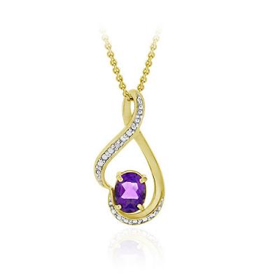 18K Gold over Sterling Silver Amethyst & Diamond Accent Infinity Pendant