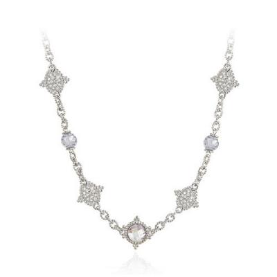 Sterling Silver Clear & Lavender CZ Briolette Necklace