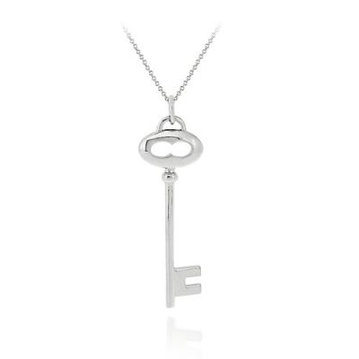 Sterling Silver Designer Inspired Polished Key Pendant