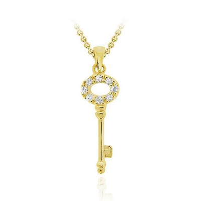 18K Gold over Sterling Silver CZ Mini Key Pendant Necklace