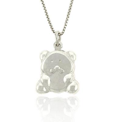 Cute Sterling Silver .925 Chubby Teddy Bear Pendant