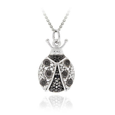 Sterling Silver Black Diamond Accent Ladybug Pendant