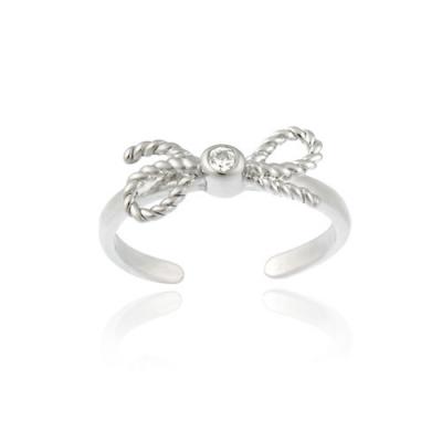 Sterling Silver Open Bow Toe Ring