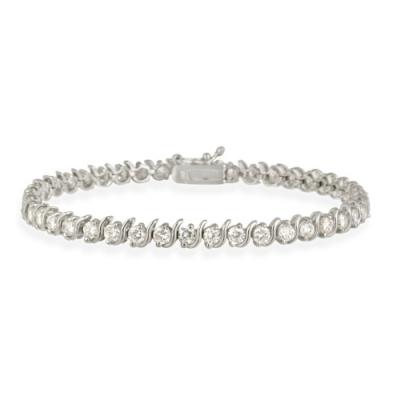 Stainless Steel CZ "S" Design Tennis Bracelet