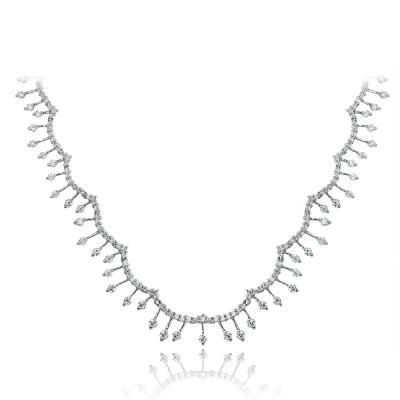 Sterling Silver 4ct Cubic Ziconia Bridal Necklace, 16'