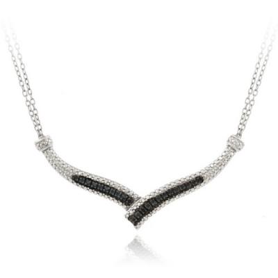 Sterling Silver 1/4 Ct. Black Diamond 'V' Necklace