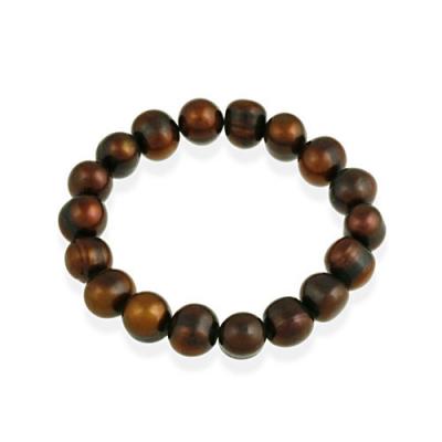 Genuine Freshwater Cultured 10x12mm Brown Pearl Stretch Bracelet