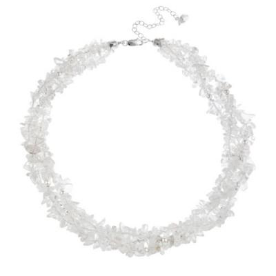 Sterling Silver 3 Strand Crystal Chip & Bead Necklace