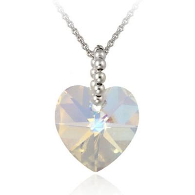 Sterling Silver Aurora Borealis Swarovski Elements Heart Pendant
