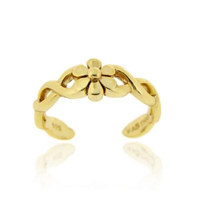 18K Gold over Sterling Silver Braided Daisy Flower Toe Ring