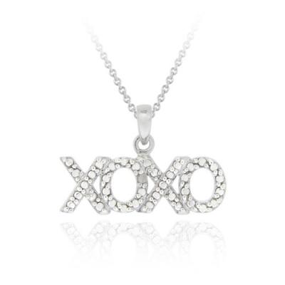 Sterling Silver Diamond Accent 'XOXO' Hugs & Kisses Pendant