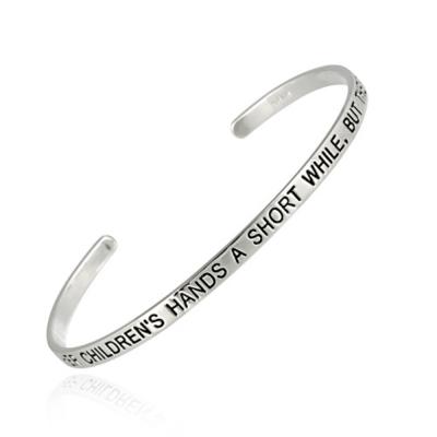 Sterling Silver Inspirational 'Mother Holds Her Childrens Hands' Cuff Bangle