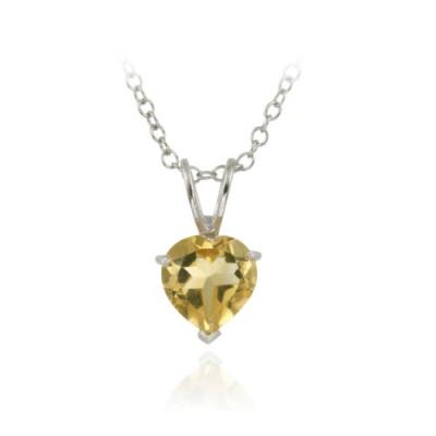 Sterling Silver 1.1ct. TGW Citrine 7mm Heart Solitaire Pendant, 18'