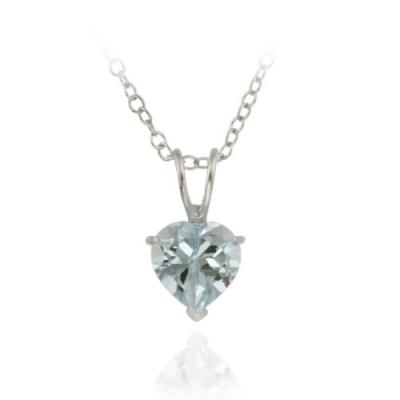 Sterling Silver 1.4ct. TGW Blue Topaz  7mm Heart Solitaire Pendant, 18'