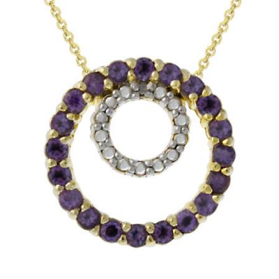 18k Gold over Silver Genuine Diamond Accent & Amethyst Eternity Pendant