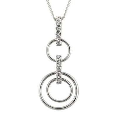 Sterling Silver CZ Stacked Circles Pendant