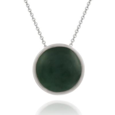 Sterling Silver slide w/ bezel set round shaped Green Agate Stone