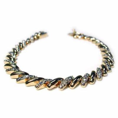18K Gold over Sterling Silver Diamond Accent San Marco Bracelet