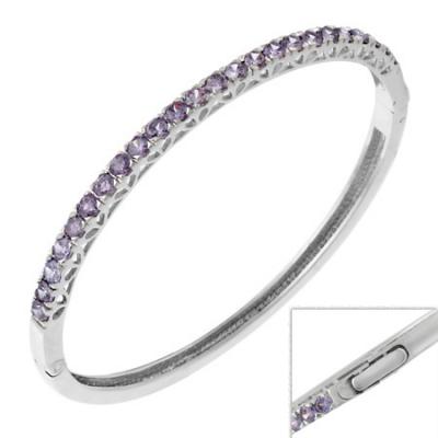 Sterling Silver & Purple CZ Classic Bangle