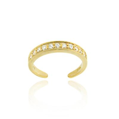 18K Gold Over Sterling Silver Channel Set CZ Toe Ring