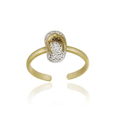 18K Gold over Sterling Silver Two-Tone Flip Flop Toe Ring