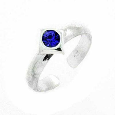 Sterling Silver Dark Blue cz Toe Ring