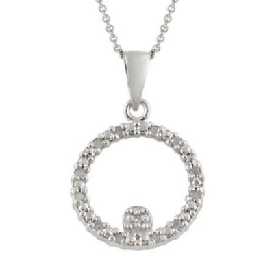 Sterling Silver 1/8ct Diamond Open Circle Eternity Pendant