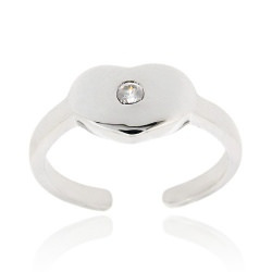 Sterling Silver CZ Heart Polished Toe Ring