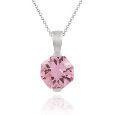 Sterling Silver pendant w/ Octagon Pink Cubic Zirconia (CZ)